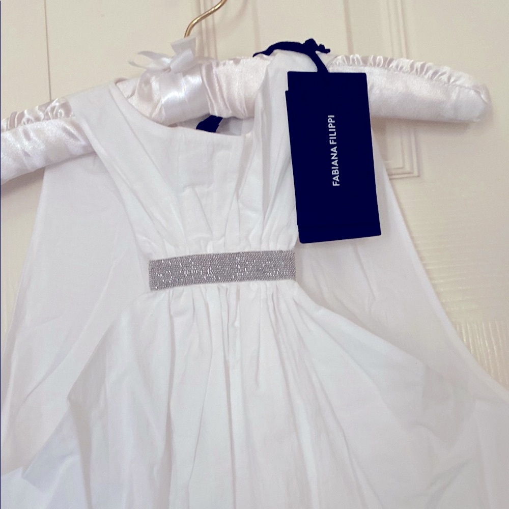 Fabiana Filippi Elegant White Halter Tunic length with Silver Accent size 10-12 - Picture 4 of 13
